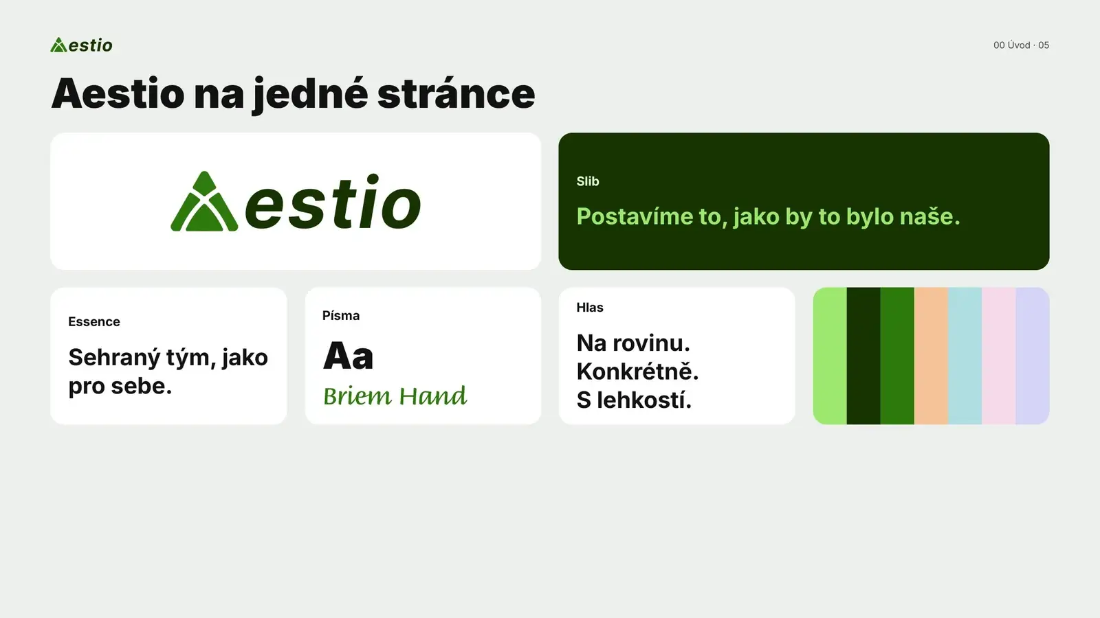 Aestio: Značka na jedné stránce