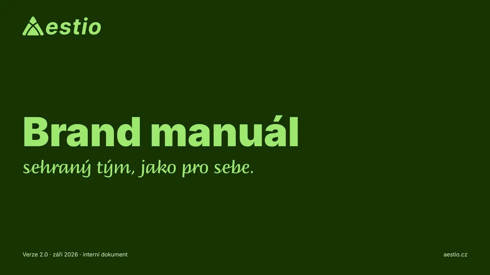Aestio: Titulní strana manuálu