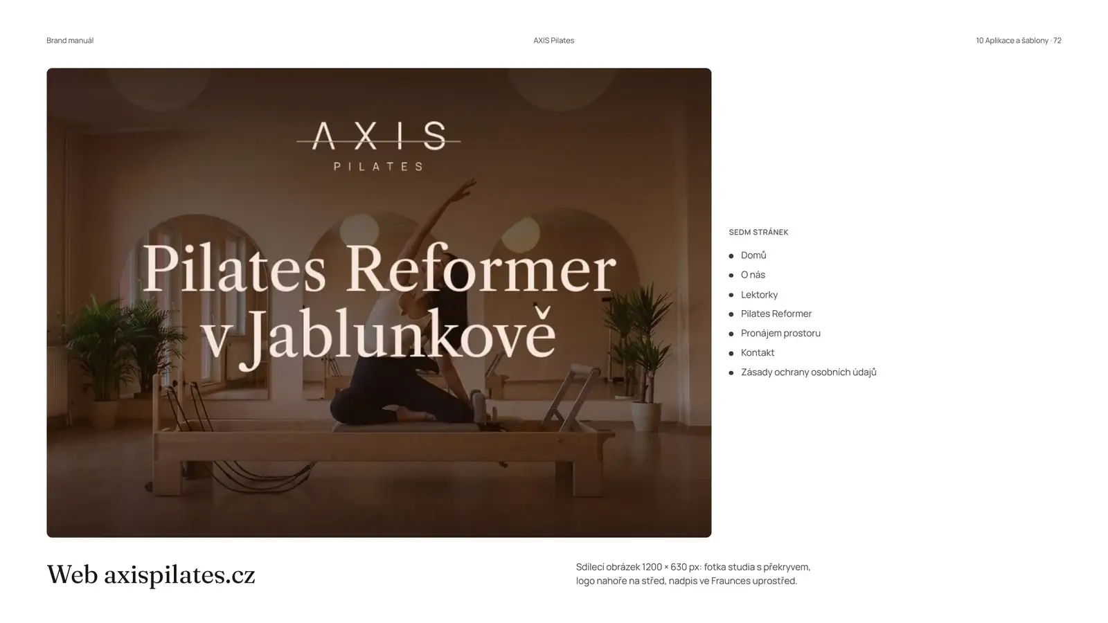 AXIS Pilates: Ukázka aplikace značky