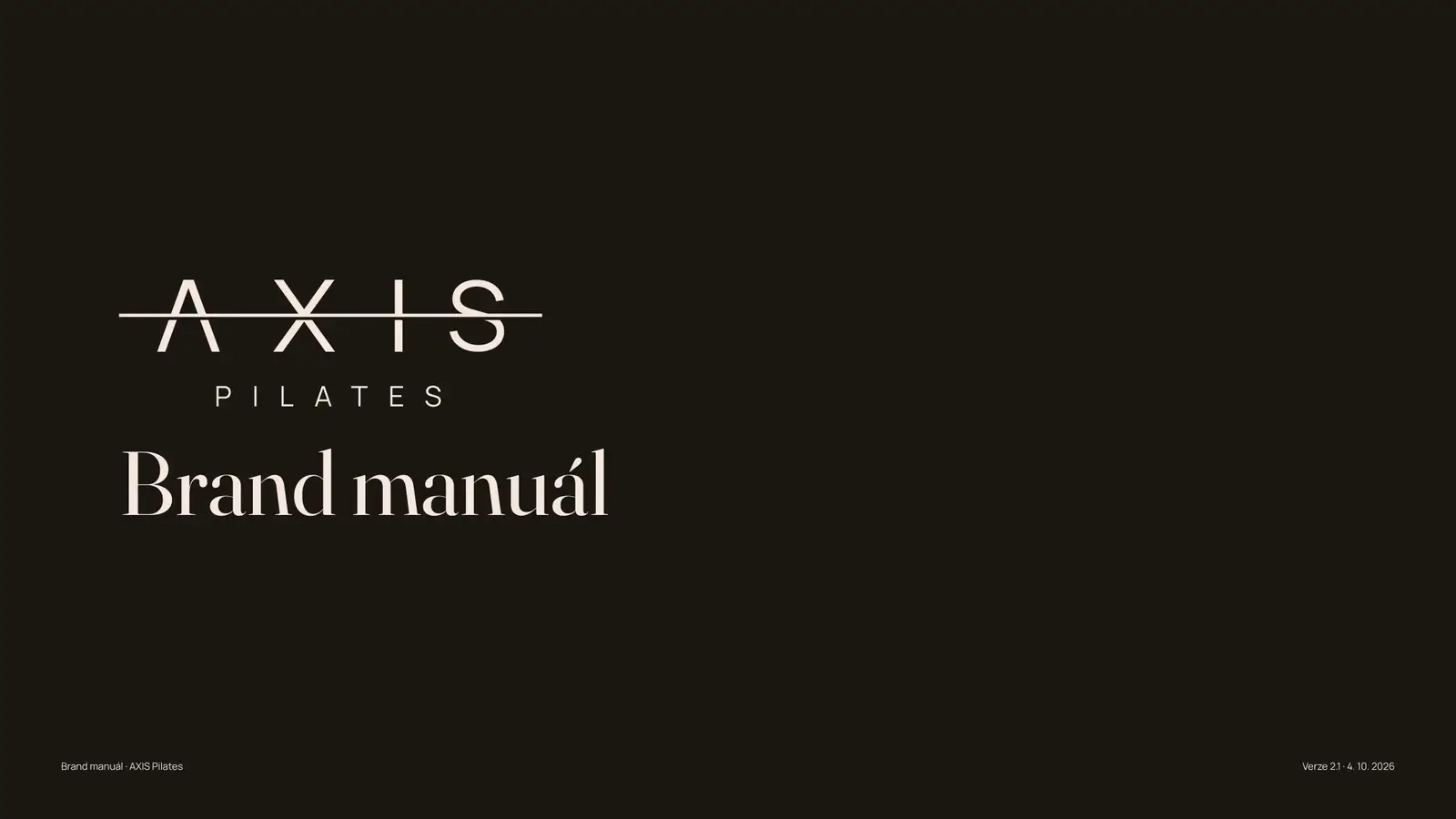 AXIS Pilates: Titulní strana manuálu