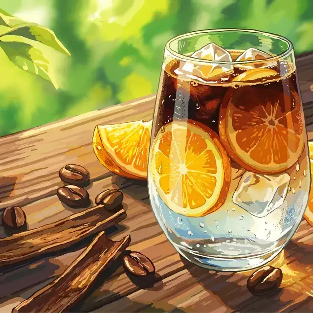 Darka frappé illustration, glass with orange