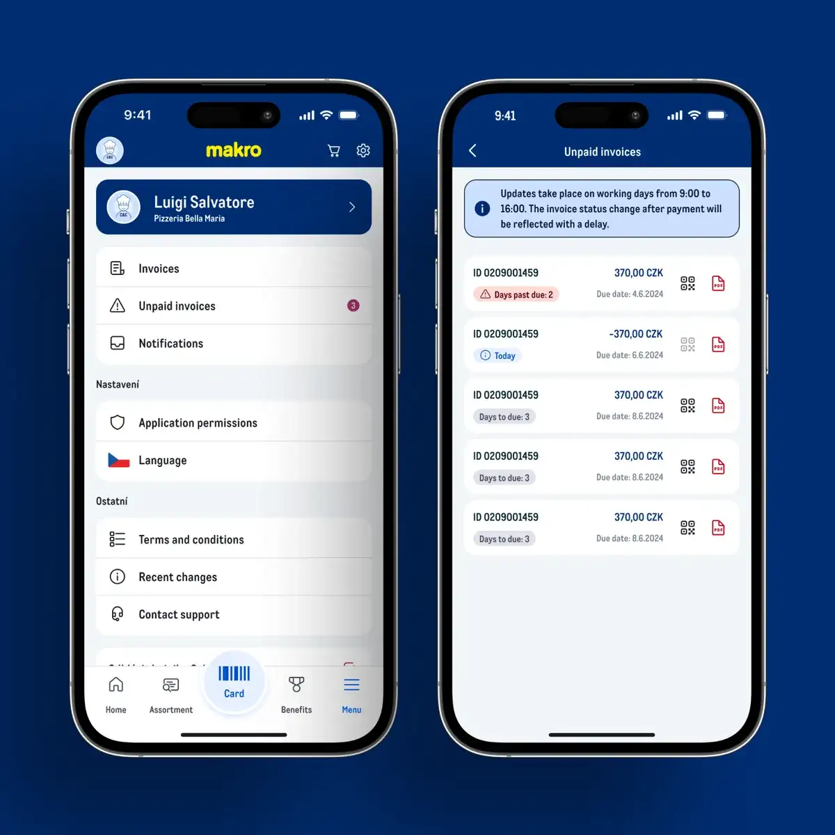Invoice overview in the app