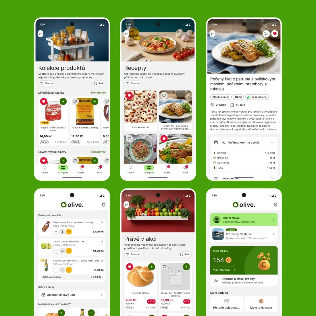 Olive app screens