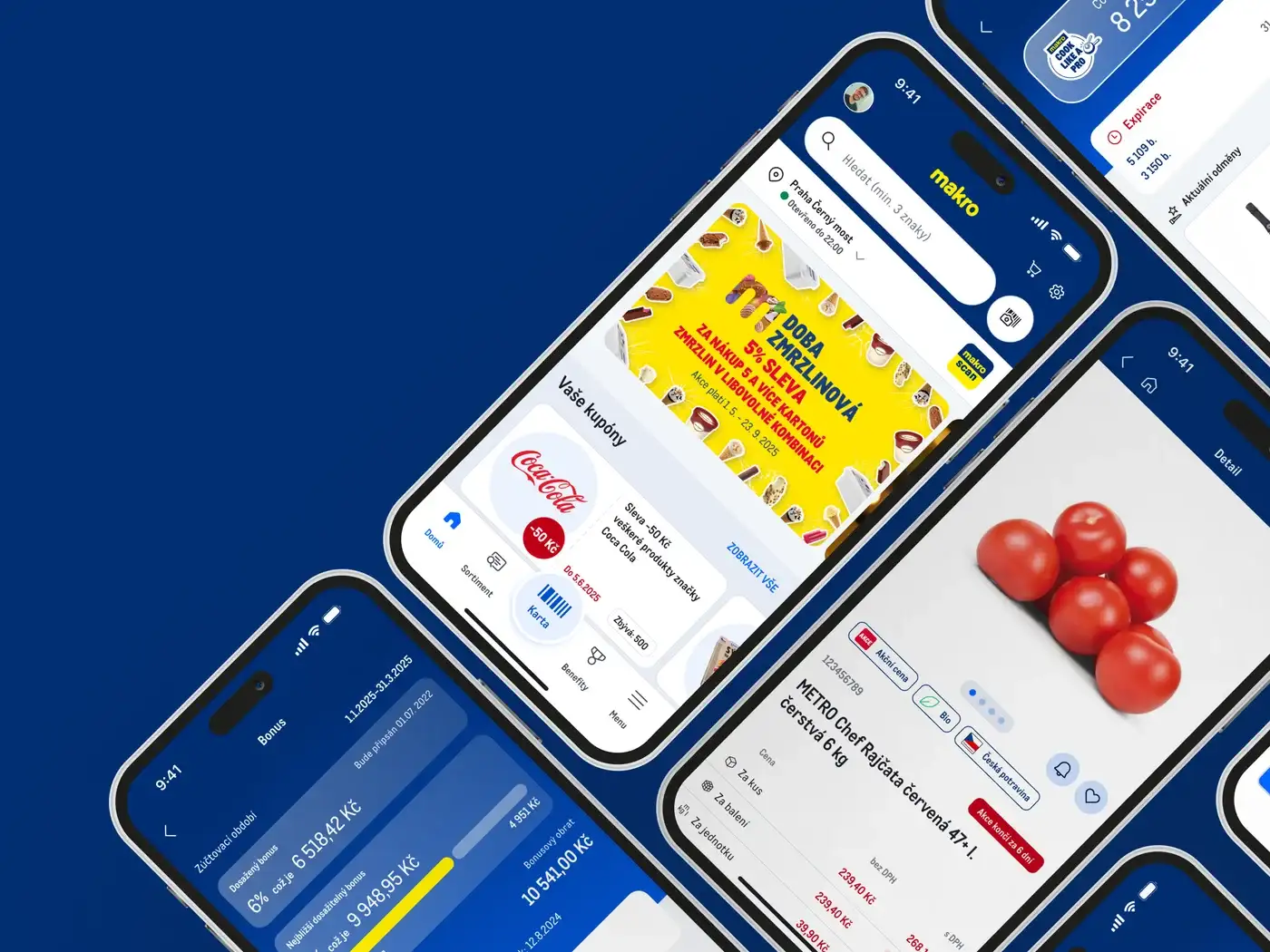 Aplikace Moje Makro na displeji telefonu