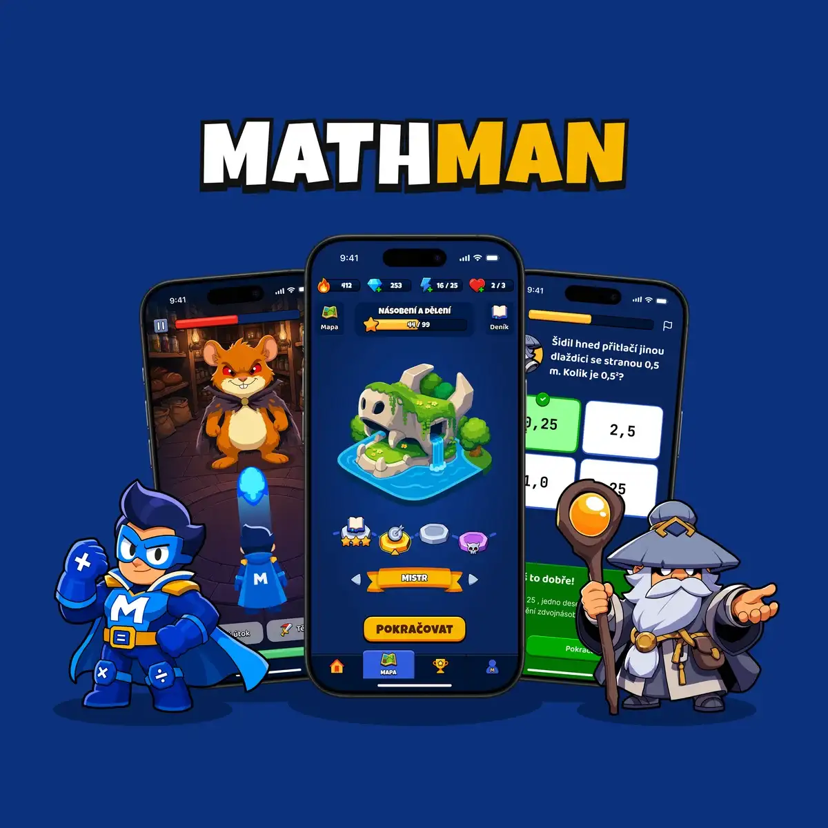Screens of the Mathman game