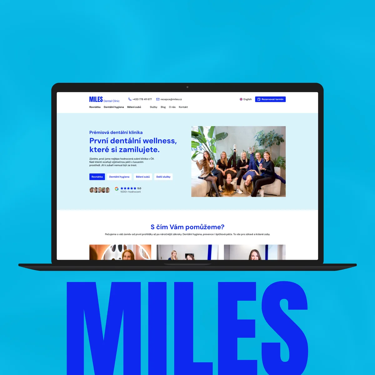 Miles website on a laptop