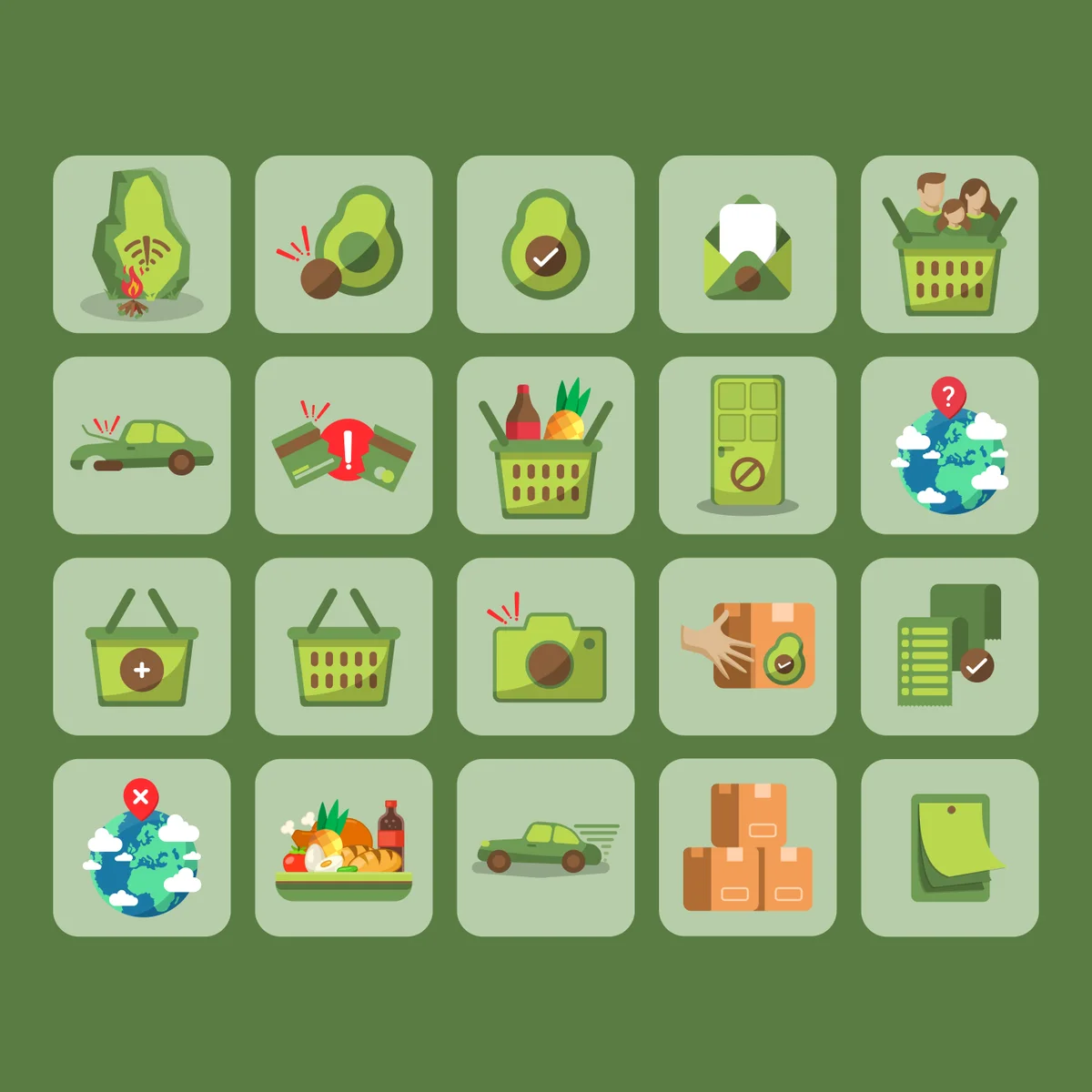 Green icon set for a food app