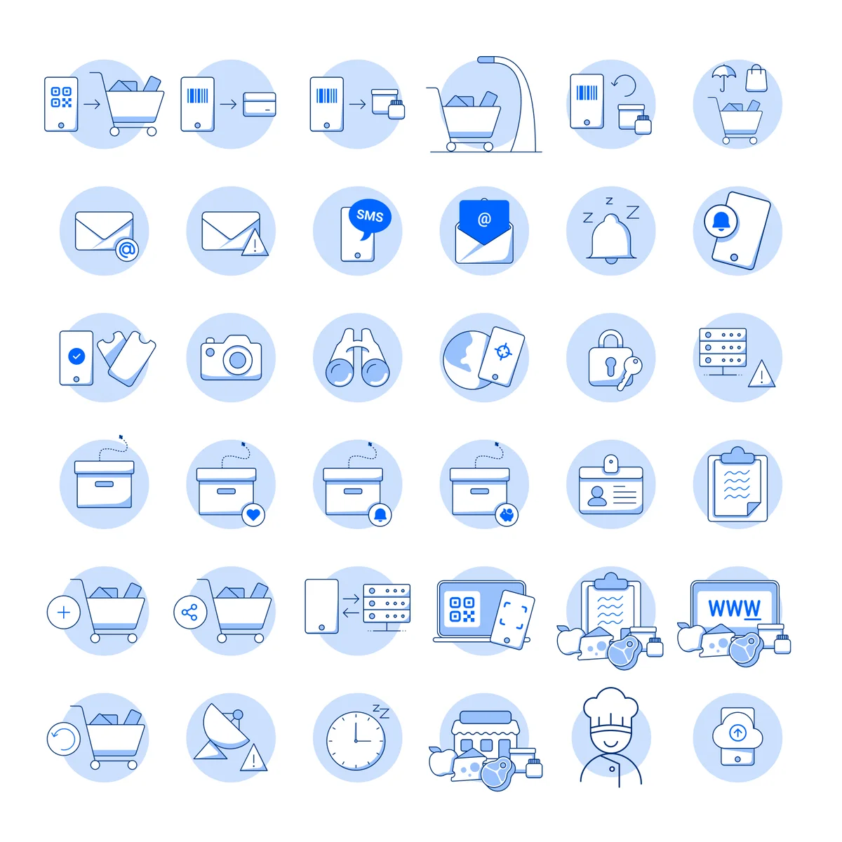 Blue icon set for the Moje Makro app