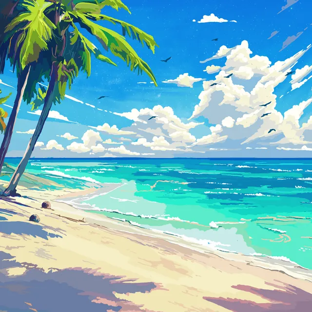 Crazybeans Refresh coffee label – tropical beach