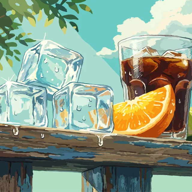 Darka frappé illustration – iced drink with orange