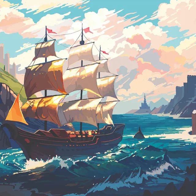 Earl Grey tea label – sailing ship at sea