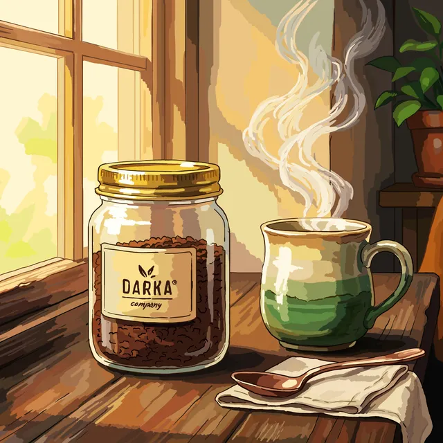 Darka instant coffee label illustration