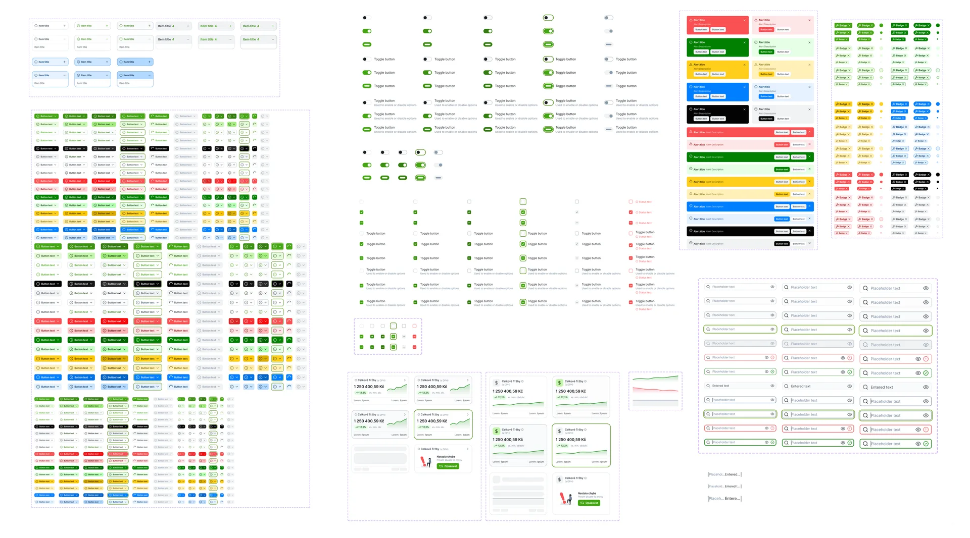 Olive design system – components, tables and colored tags