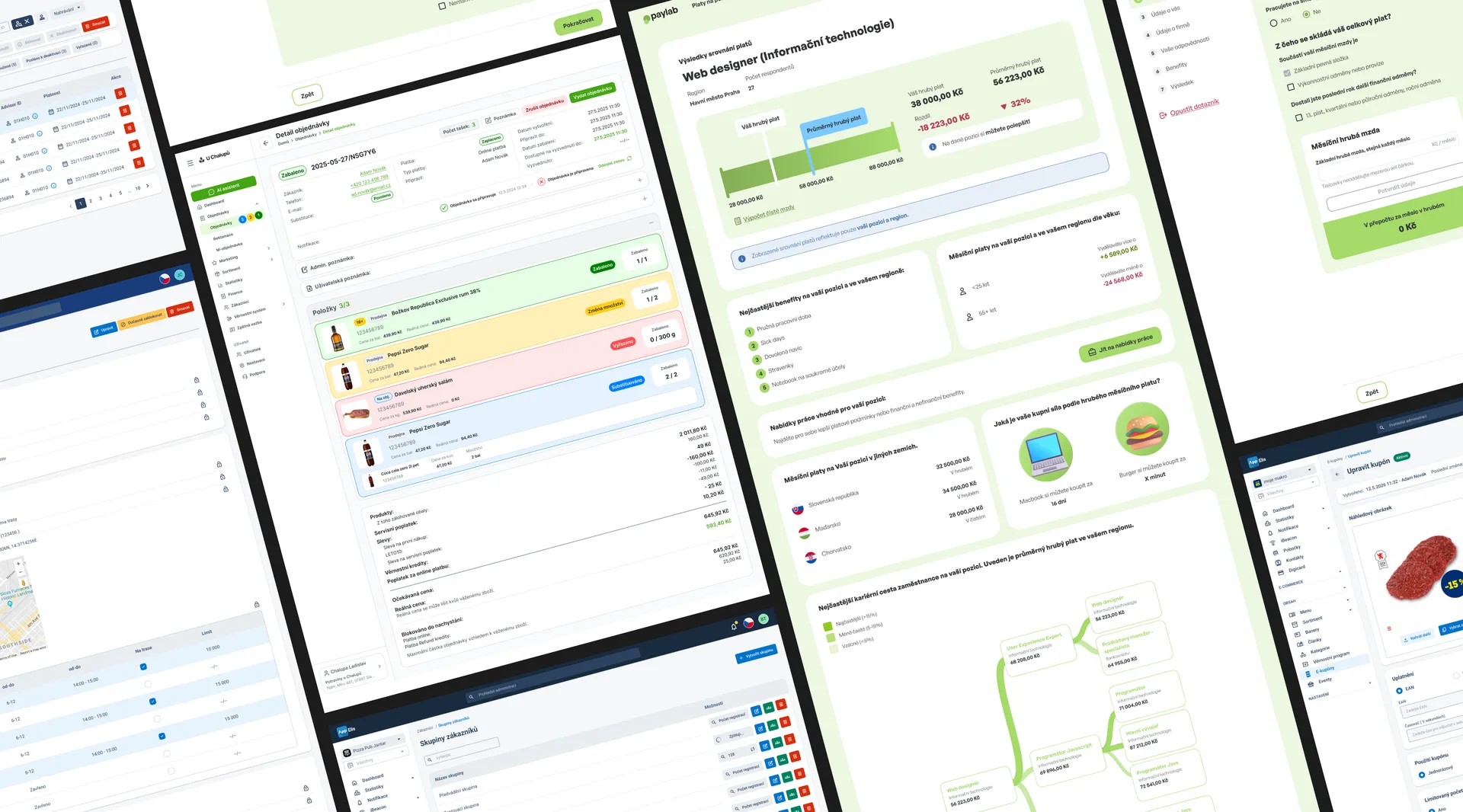 Collage of Olive web admin screens