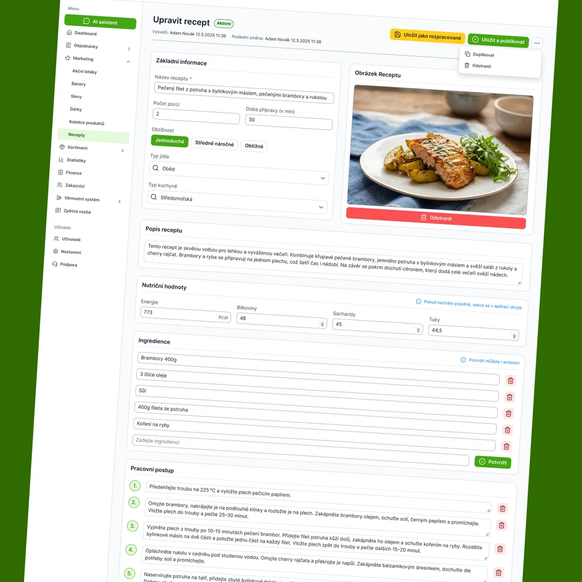 Olive admin – extensive settings form