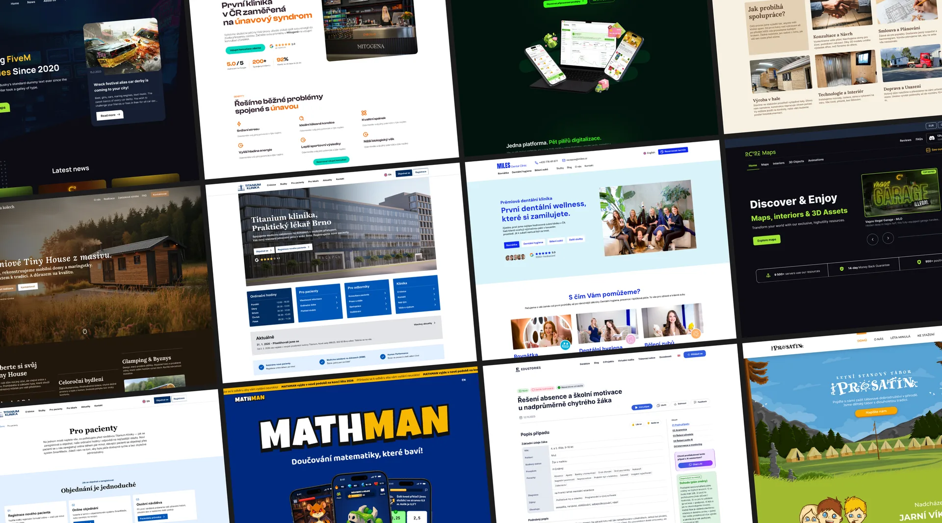 Collage of designed websites