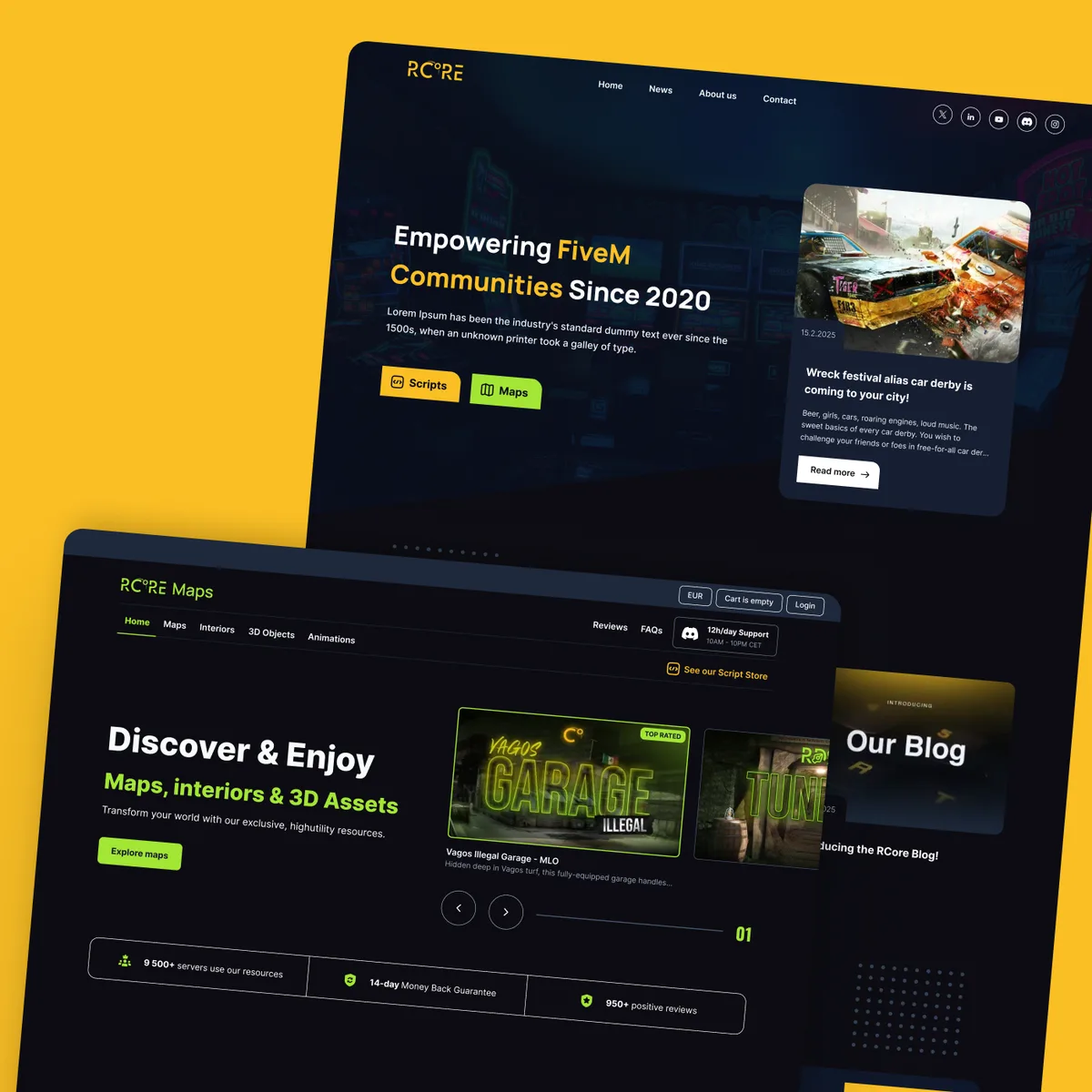 Dark website of the Rcore game studio